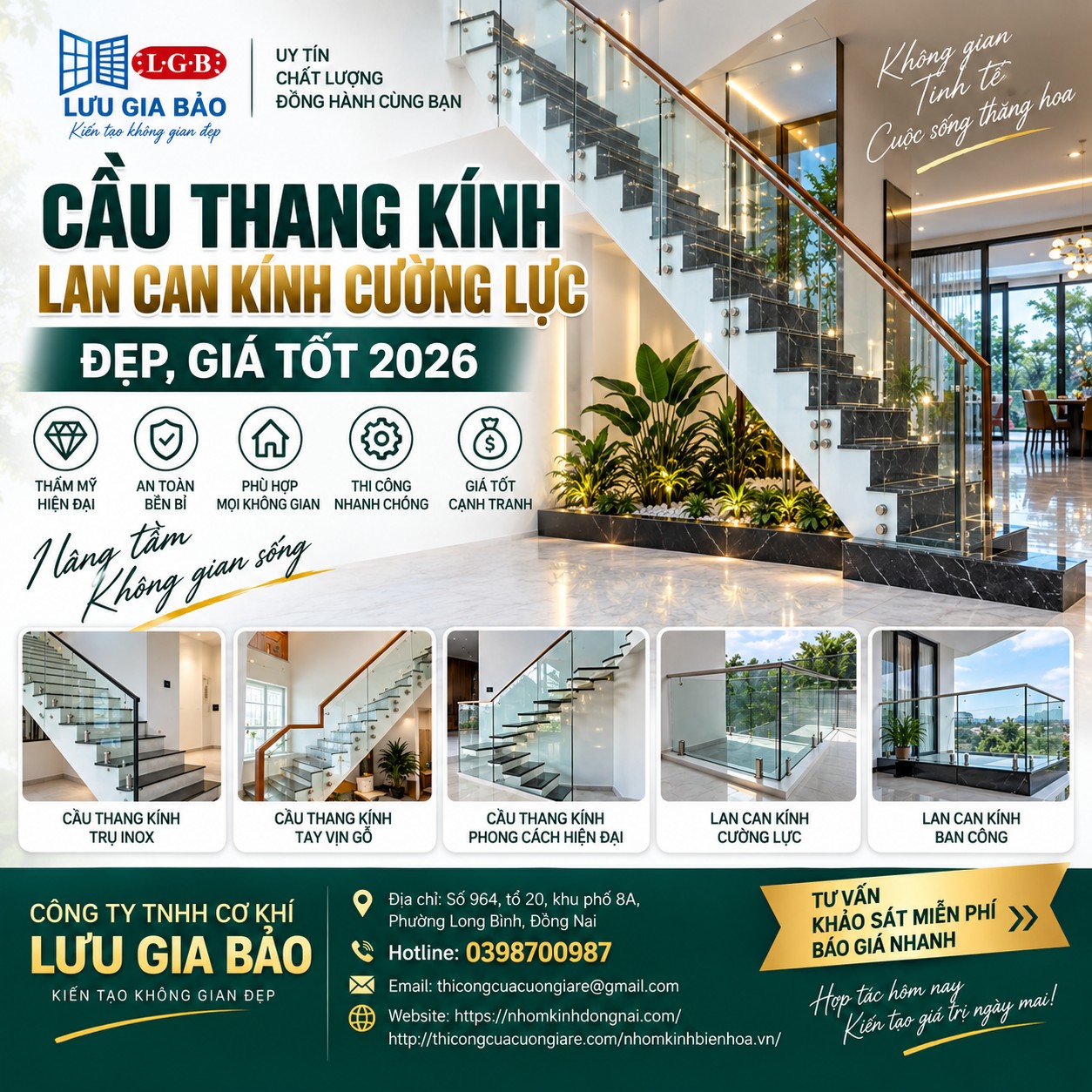 Cầu Thang Kính Lan Can Kính Cường Lực Đẹp, Giá Tốt 2026