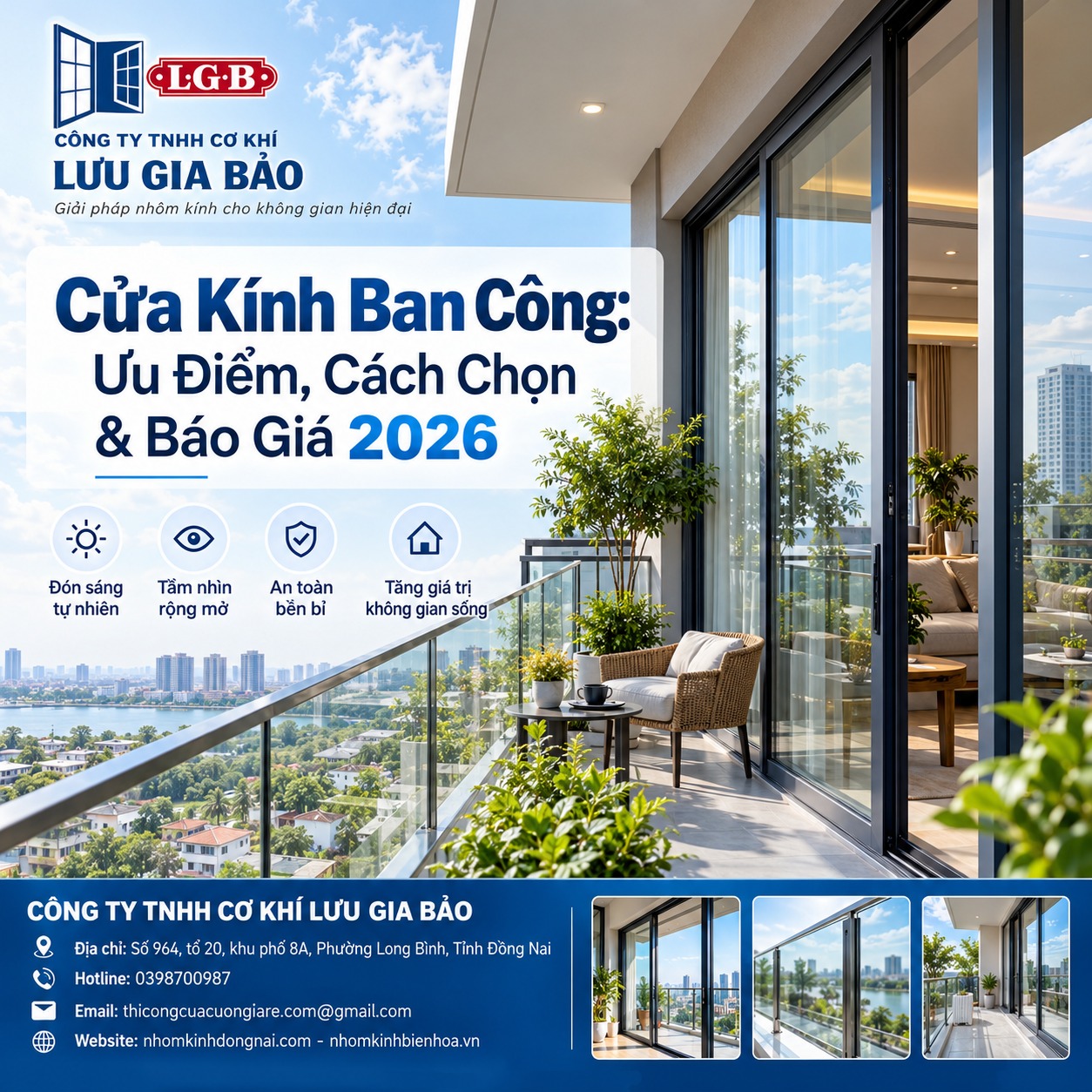 Cửa Kính Ban Công: Ưu Điểm, Cách Chọn & Báo Giá 2026