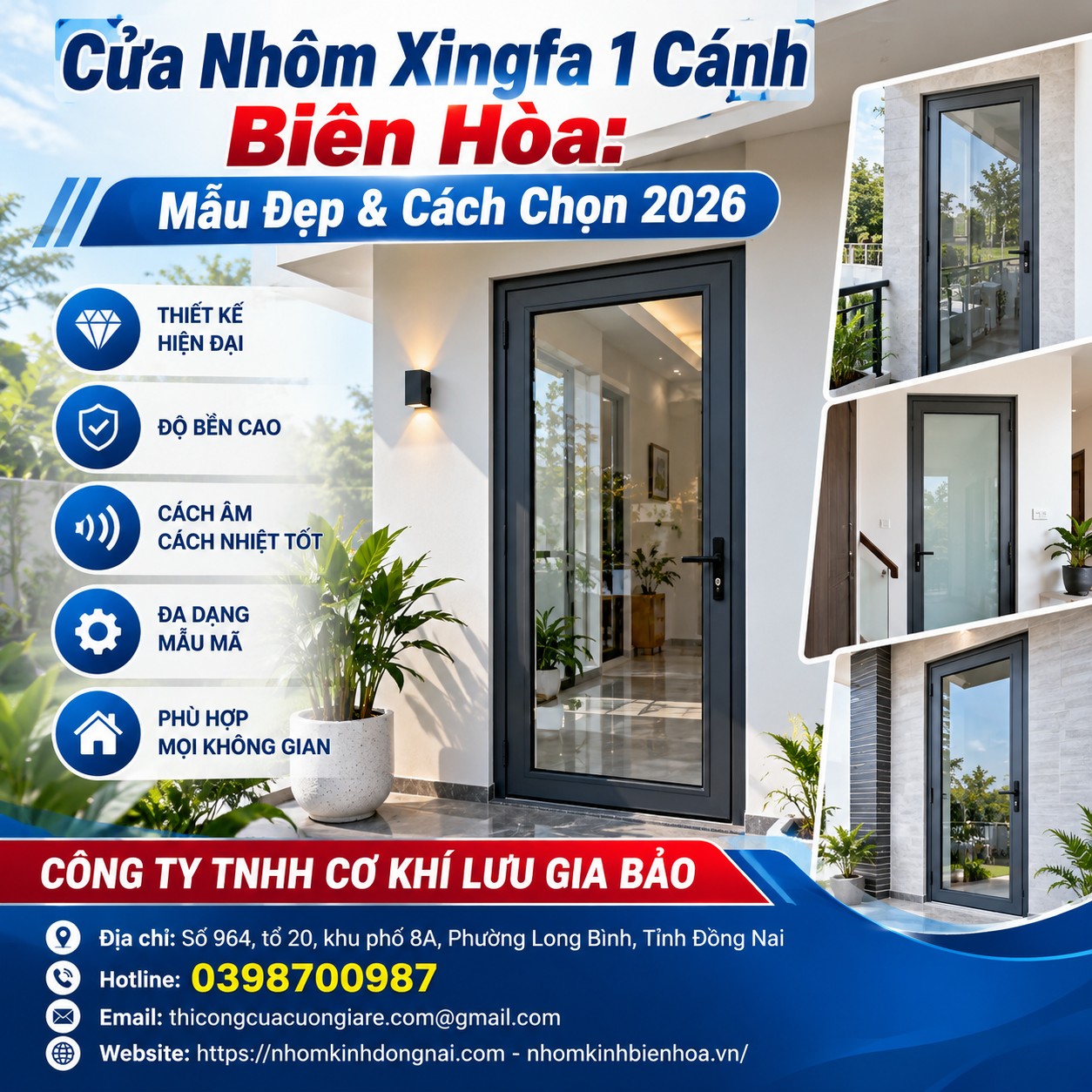 Cửa Nhôm Xingfa 1 Cánh Biên Hòa: Mẫu Đẹp & Cách Chọn 2026