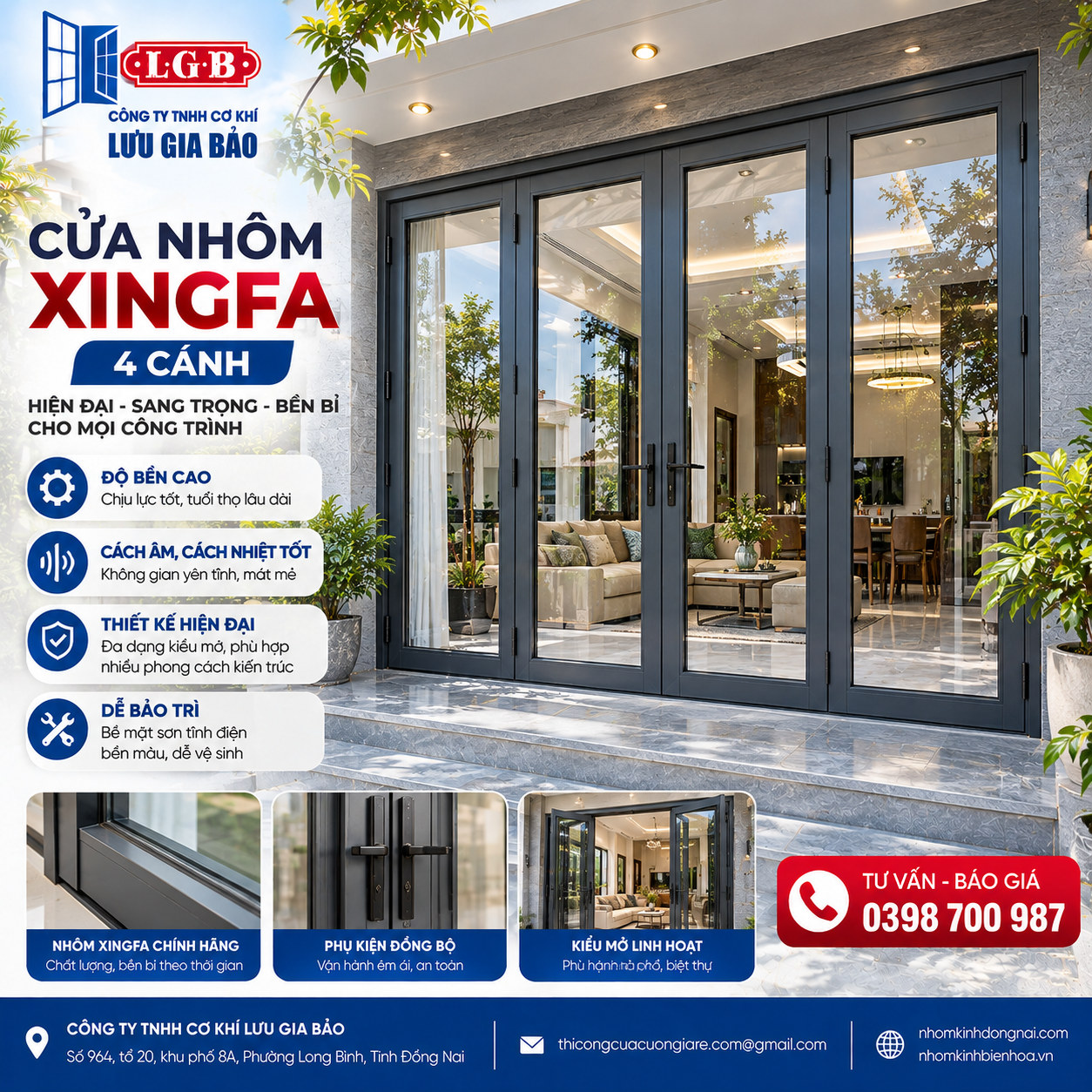Cửa Nhôm Xingfa 4 Cánh: Ưu Nhược Điểm, Giá & Kinh Nghiệm Chọn 2026