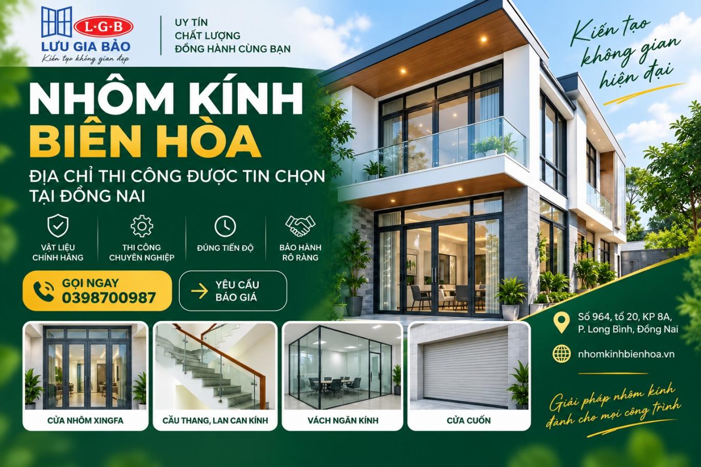 Nhôm Kính Biên Hòa Uy Tín, Giá Tốt | Lưu Gia Bảo