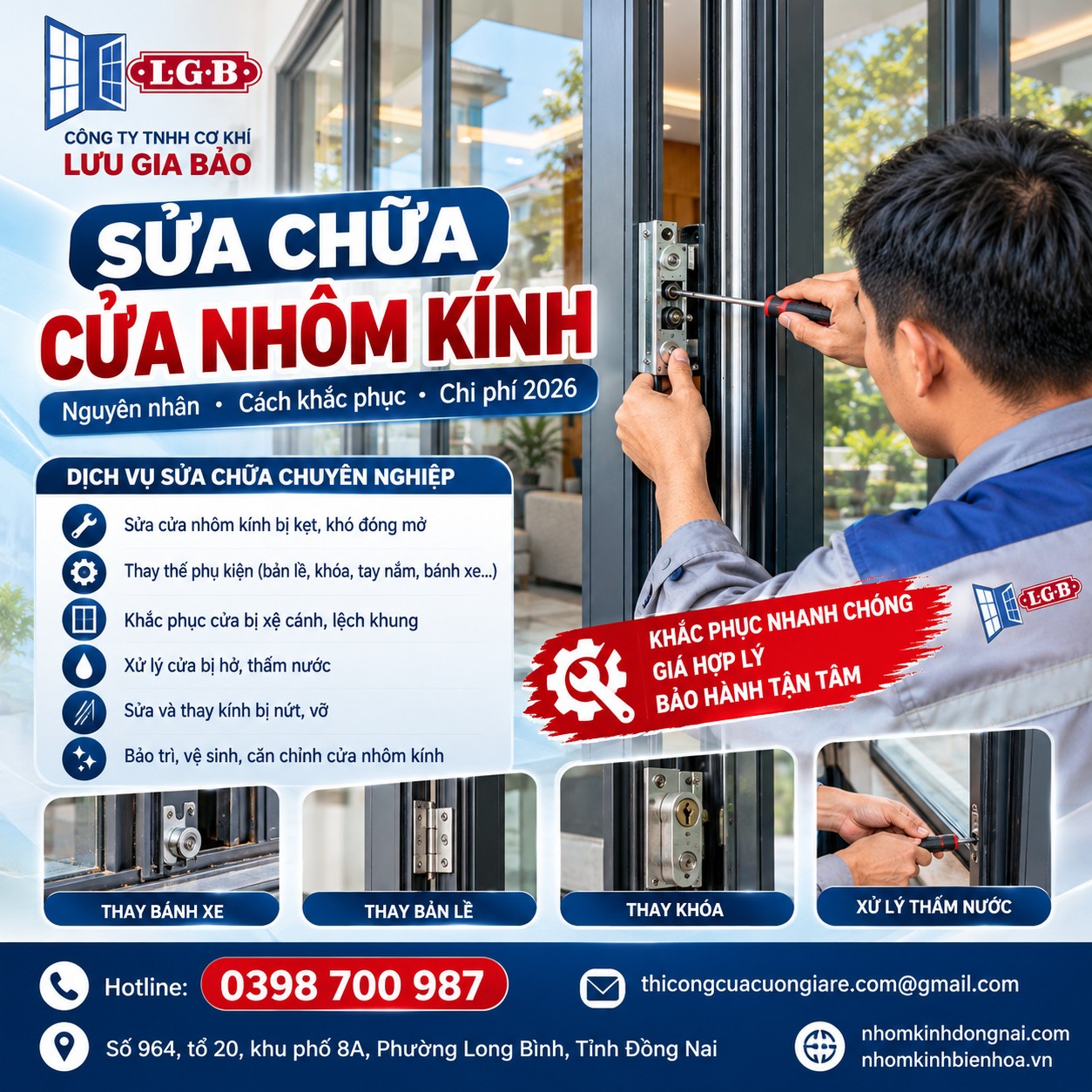 Sửa Chữa Cửa Nhôm Kính: Nguyên Nhân, Cách Khắc Phục & Chi Phí 2026