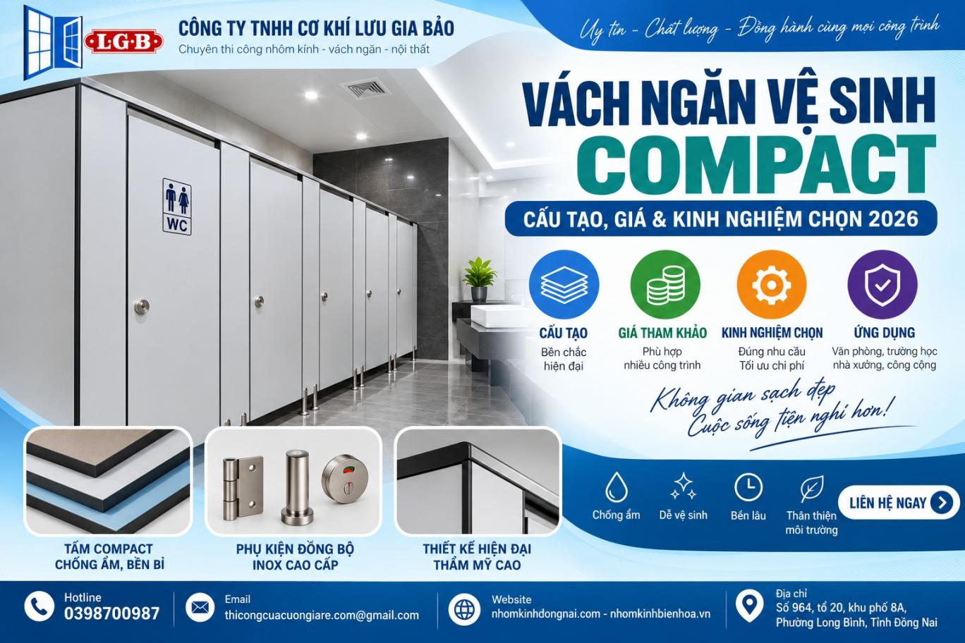 Vách Ngăn Vệ Sinh Compact: Cấu Tạo, Giá & Kinh Nghiệm Chọn 2026