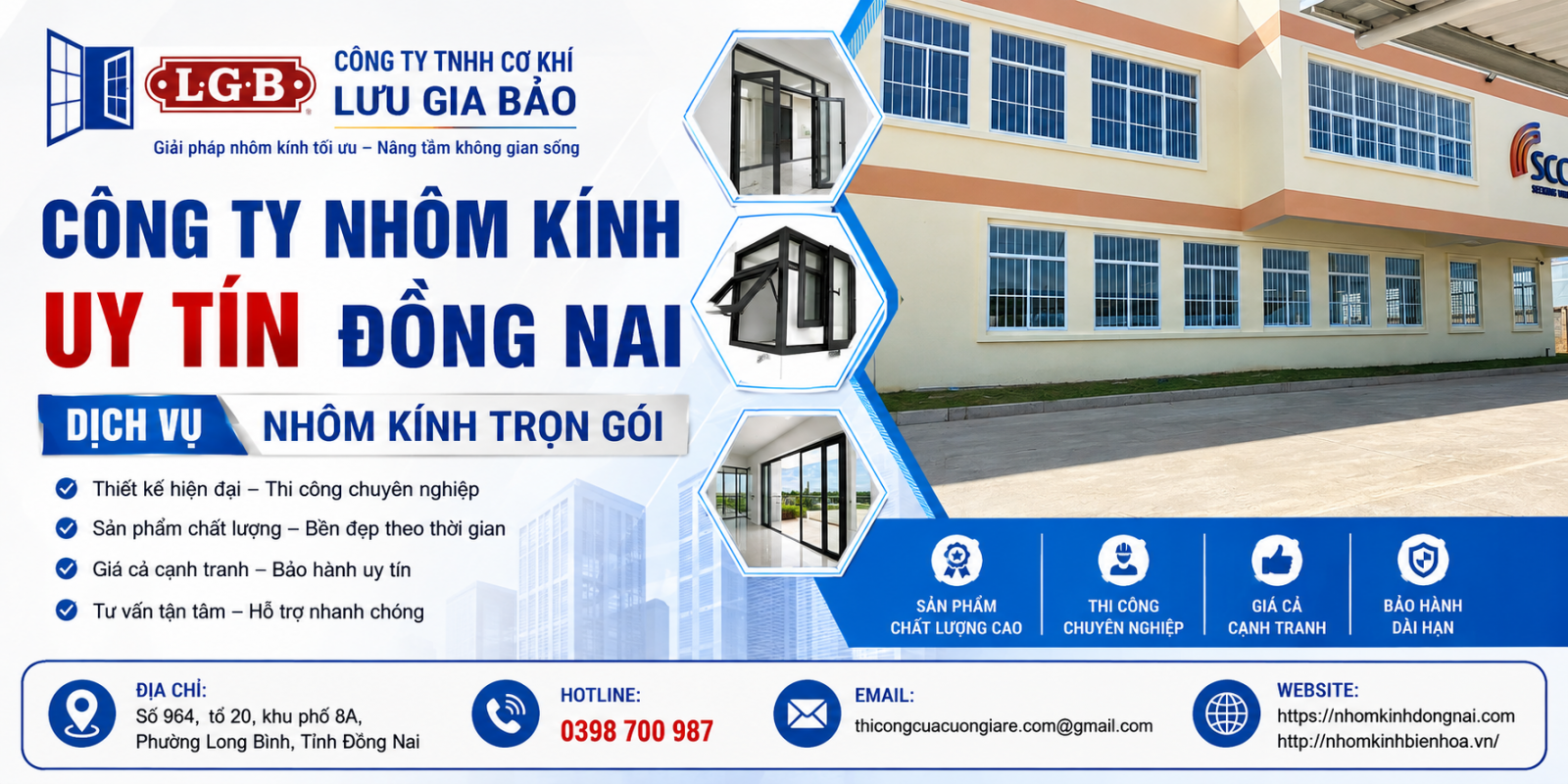 Thi công nhôm kính Biên Hòa, Đồng Nai