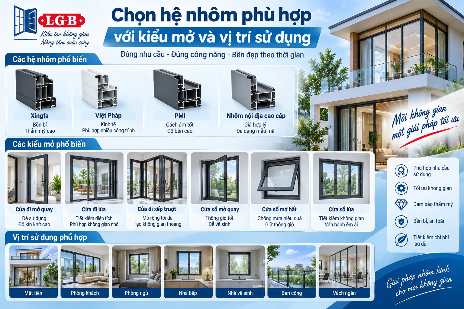 các yếu tố ảnh hưởng bảng giá cửa nhôm Xingfa