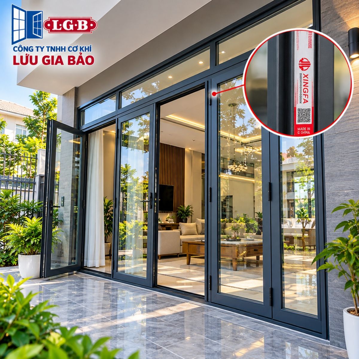 Cửa nhôm Xingfa Biên Hòa chính hãng tem đỏ lắp đặt cho nhà phố