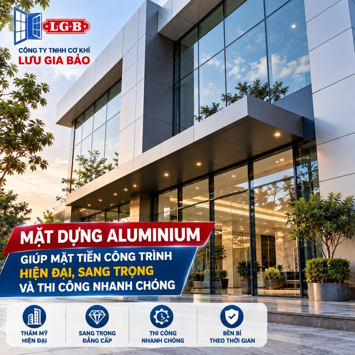 Mặt dựng Aluminium cho showroom và công trình thương mại