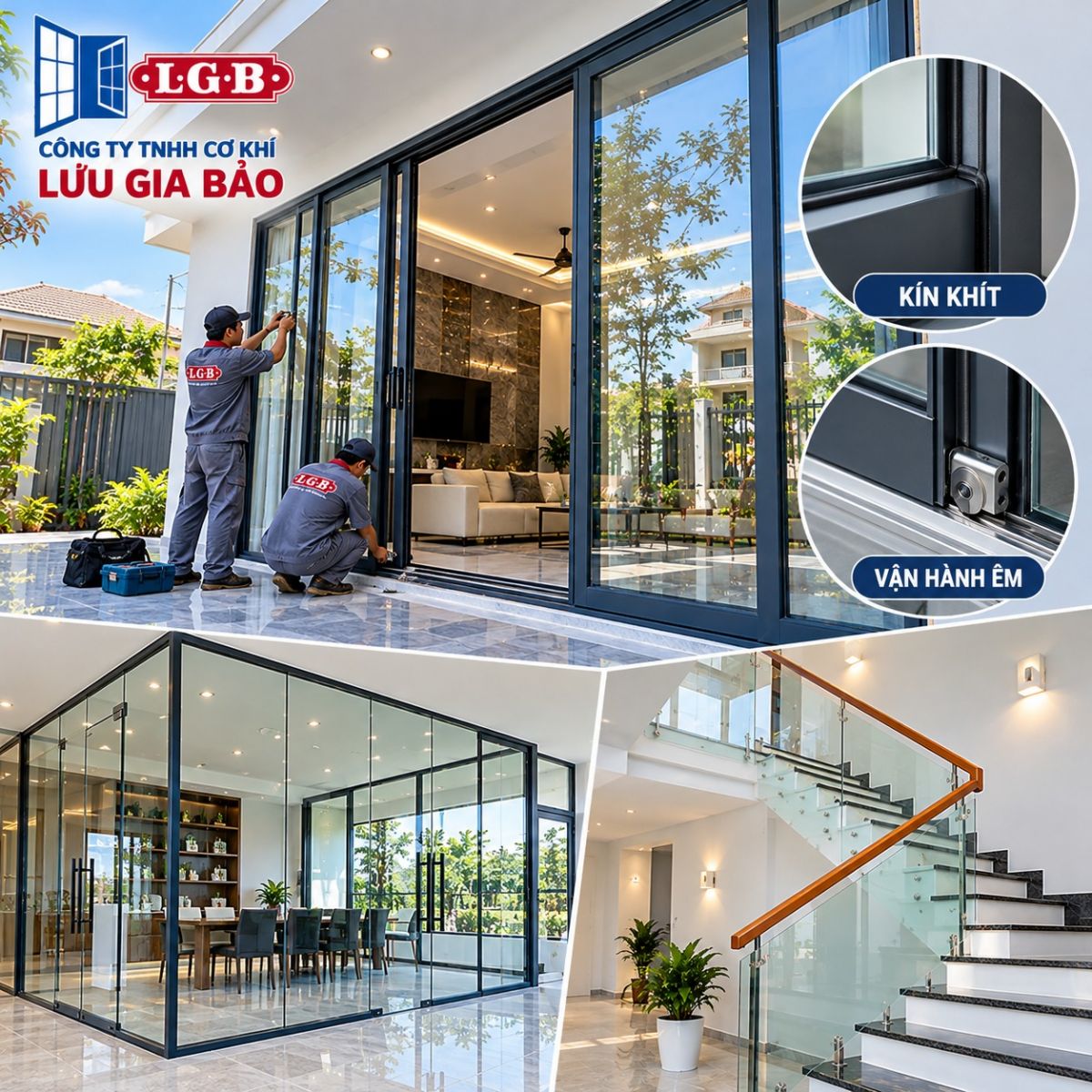 Quy trình thi công nhôm kính Đồng Nai lắp đặt vách kính cường lực