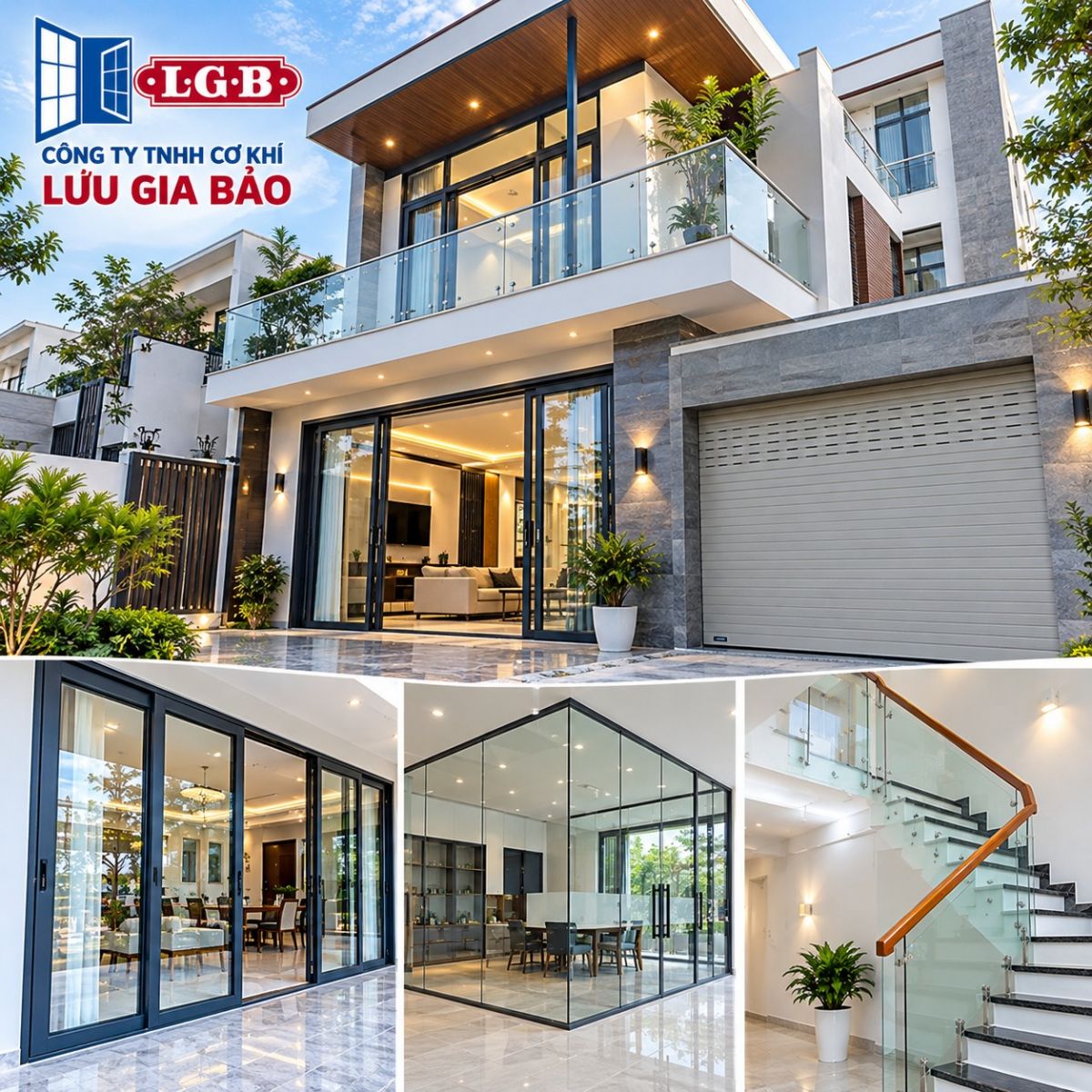 Thi công nhôm kính Biên Hòa Đồng Nai cửa nhôm Xingfa và vách kính cường lực