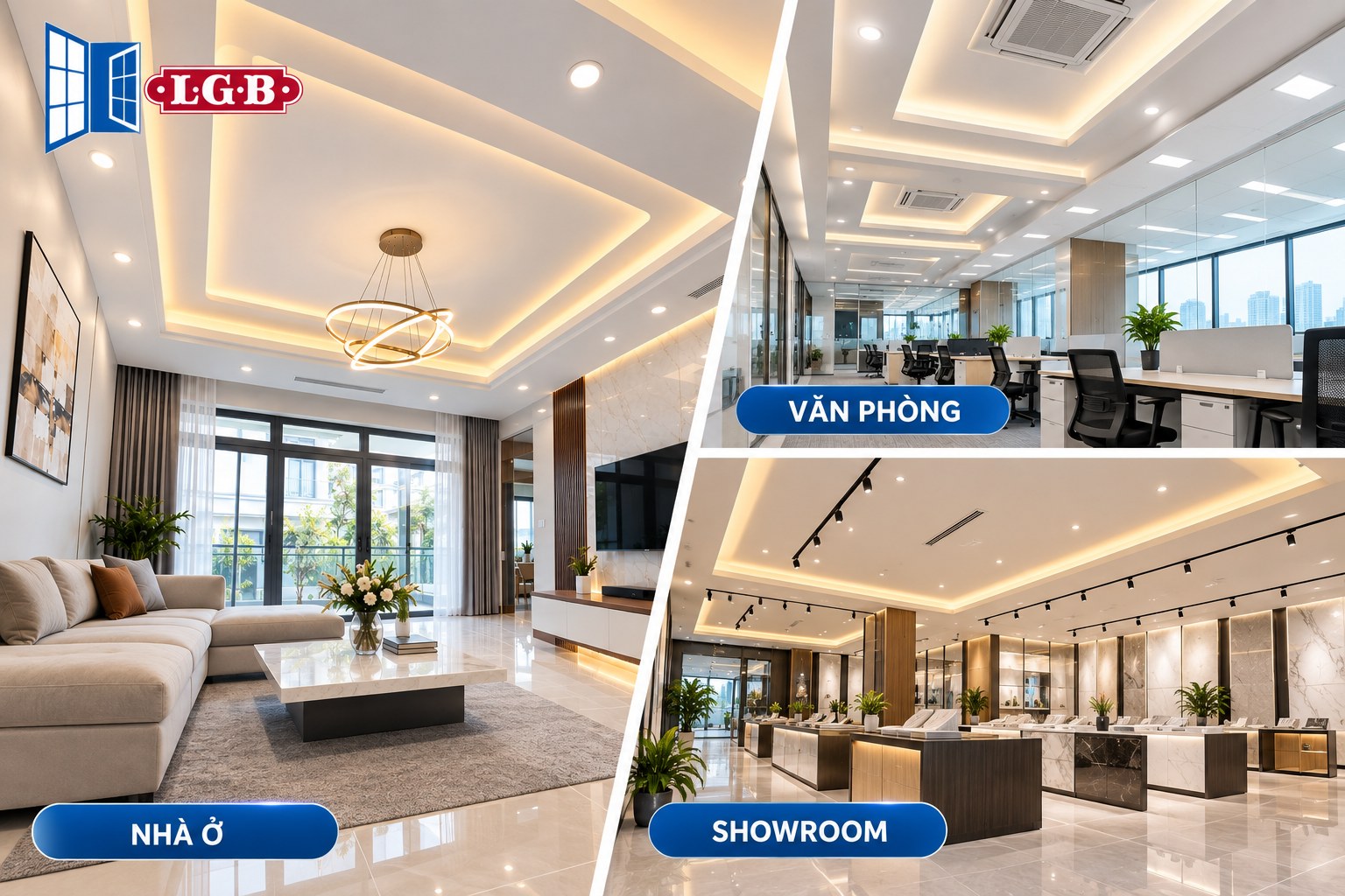 Trần thạch cao thi công cho nhà ở và văn phòng hiện đại