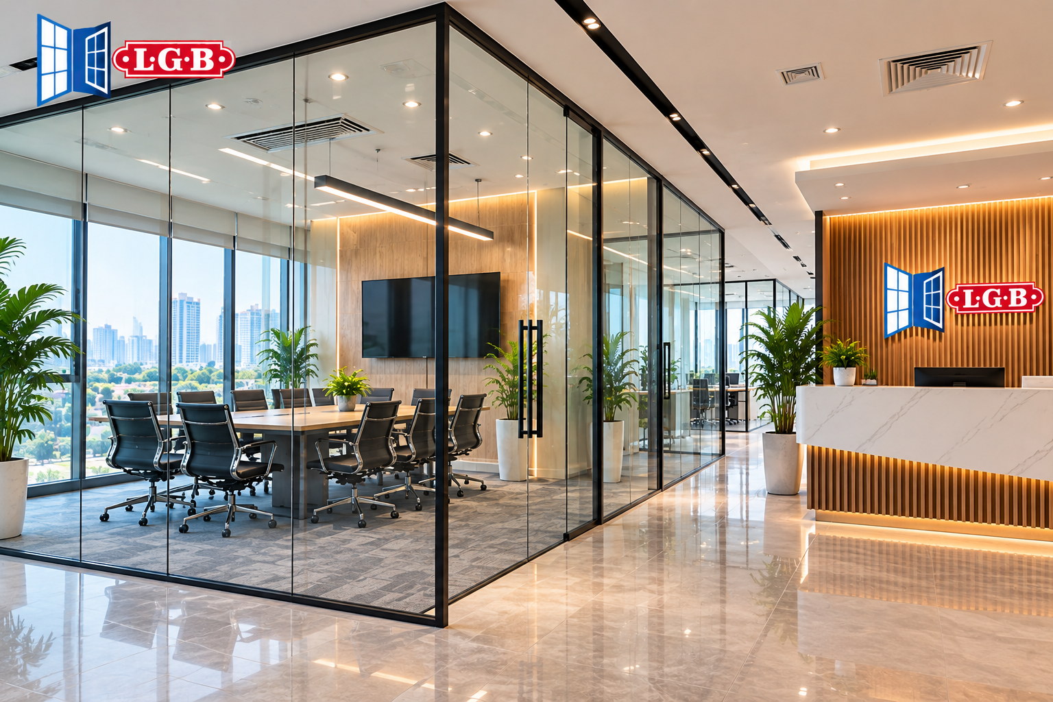 Vách kính phòng họp văn phòng hiện đại
