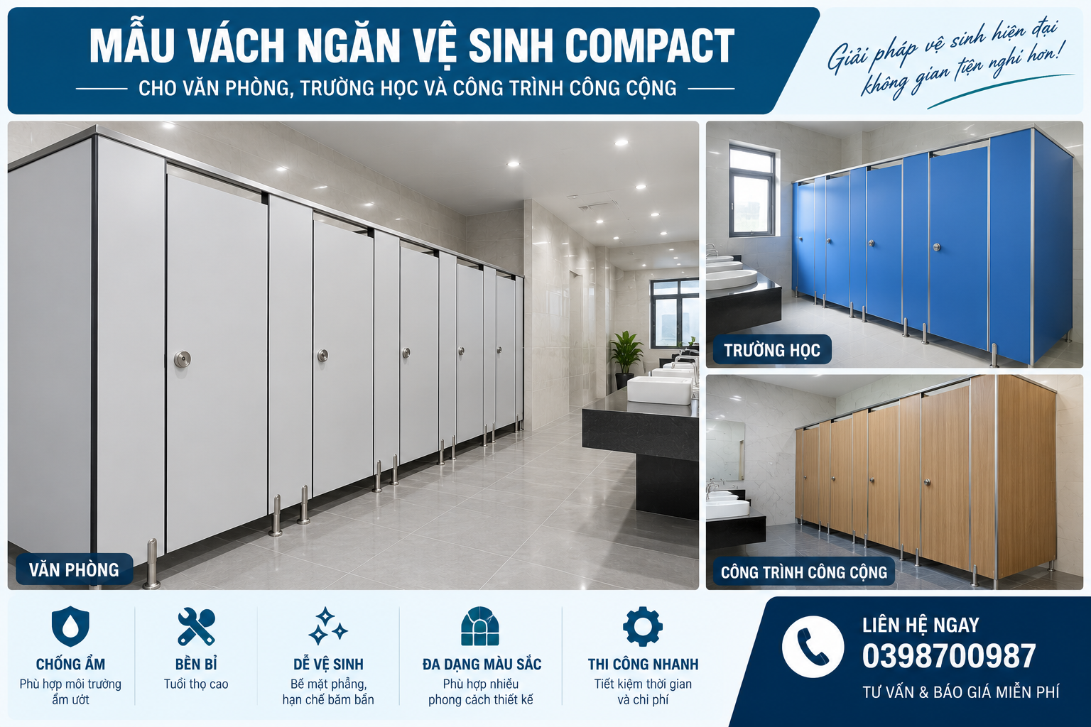 Vách ngăn vệ sinh compact tại Biên Hòa vách ngăn vệ sinh compact