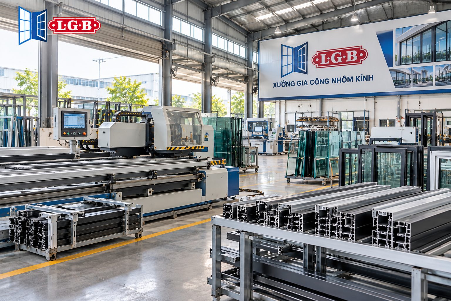 Xưởng gia công nhôm kính và đội ngũ thi công trực tiếp